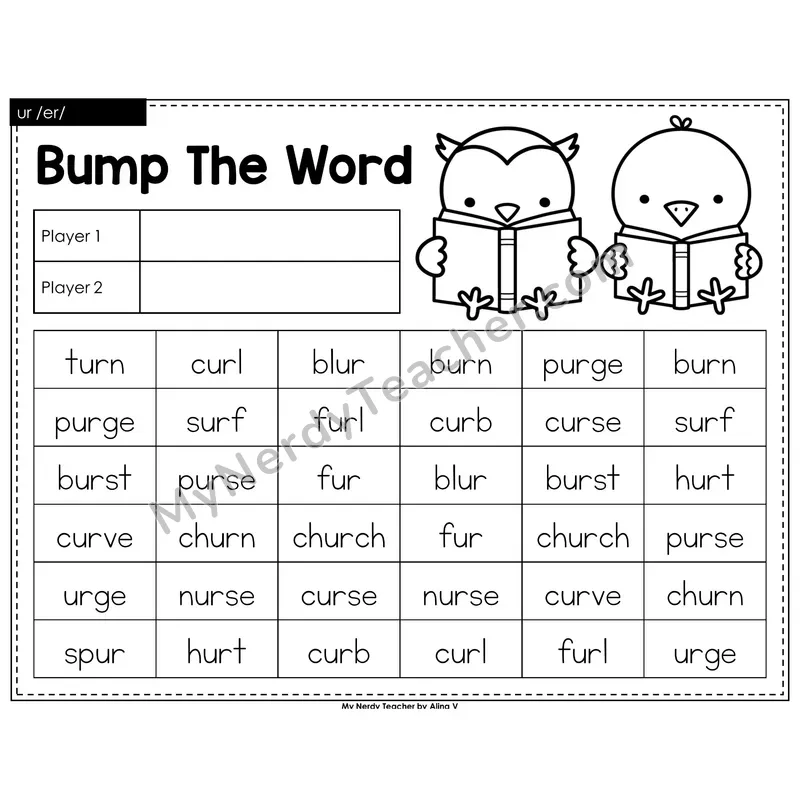 ur (r-controlled) Bump Game (Black & White)