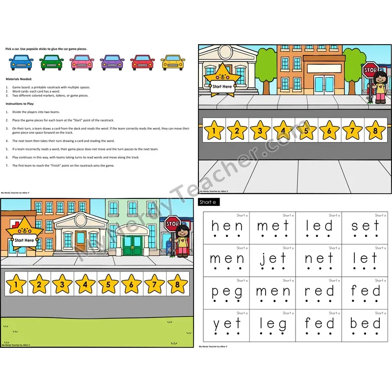 Short e Reading Race Set B