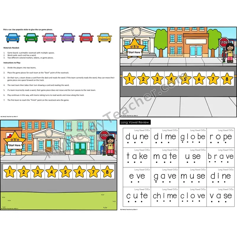 Long Vowels Review (VCe) Reading Race Set A