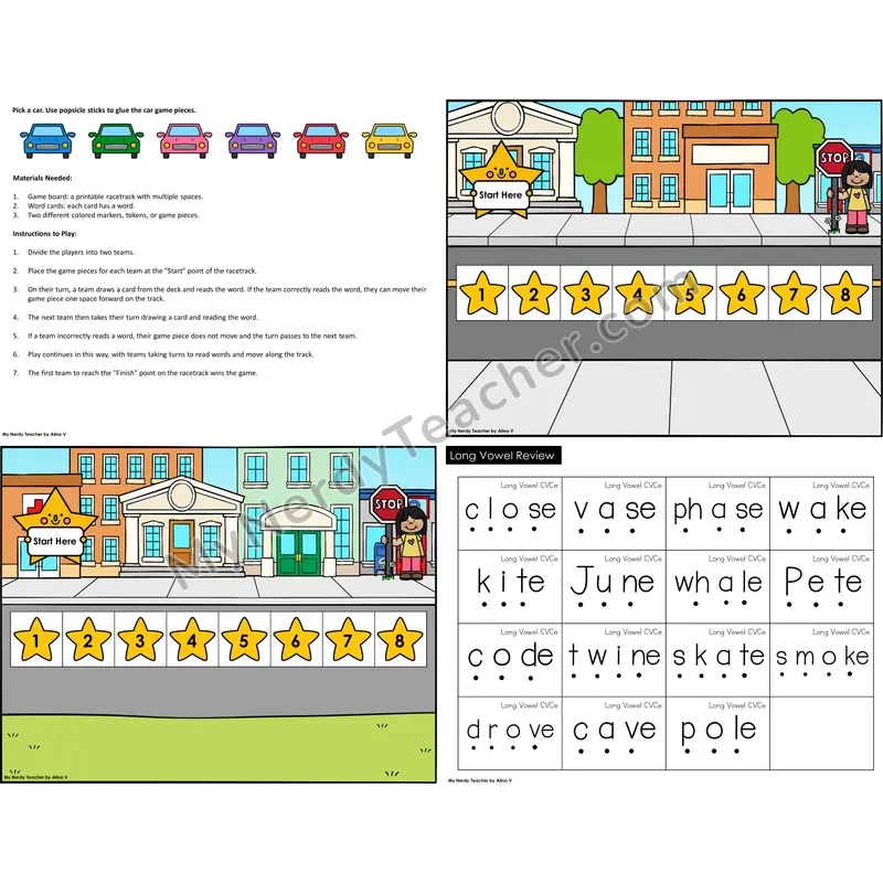 Long Vowels Review (VCe) Reading Race Set B