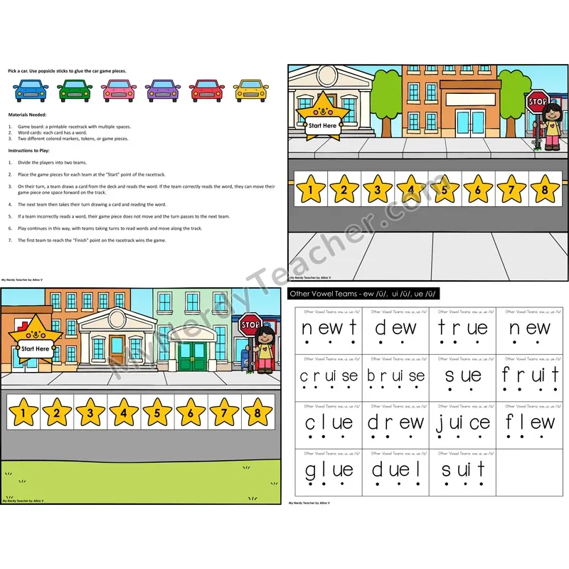 Other Vowel Teams ew, ui, ue Reading Race