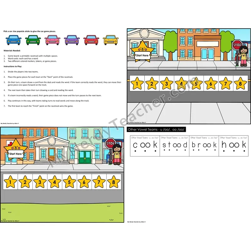 Other Vowel Teams u, oo Reading Race Set B