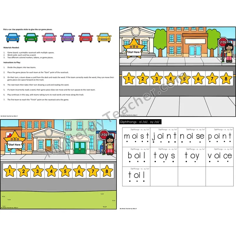 Diphthongs oi, oy Reading Race