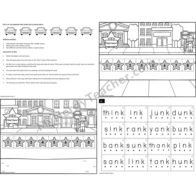nk digraph Reading Race Set A (Black & White)
