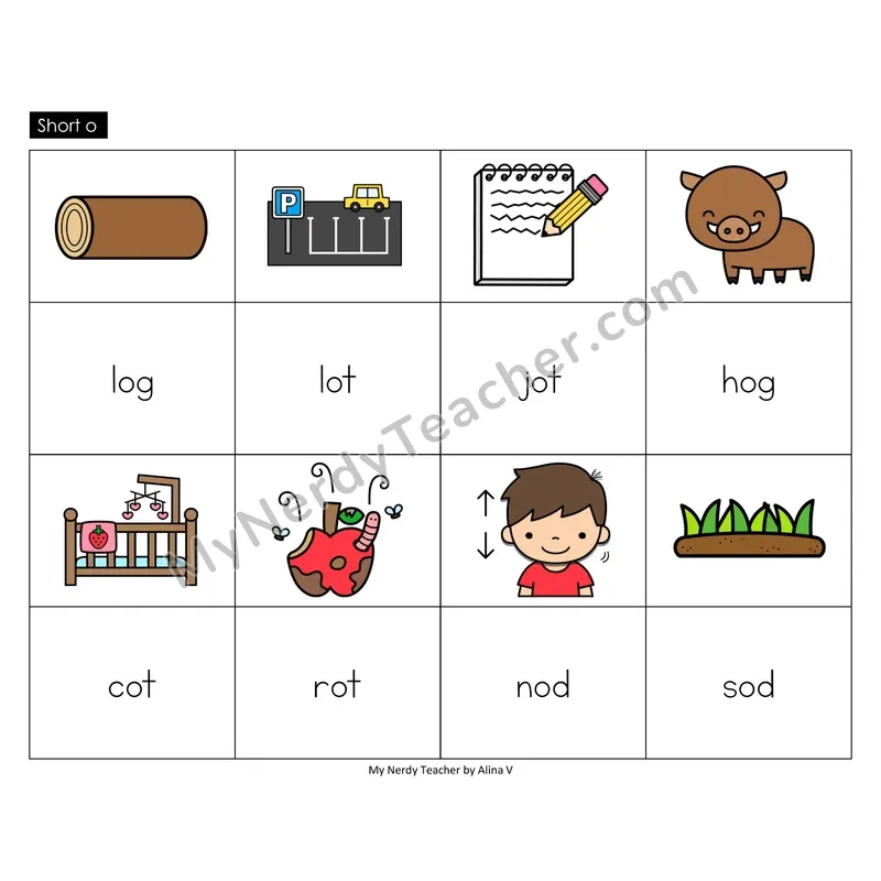 Short o Memory Game