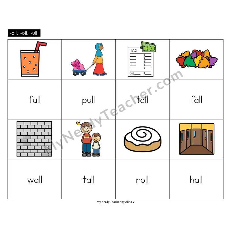 -all -oll -ull Memory Game