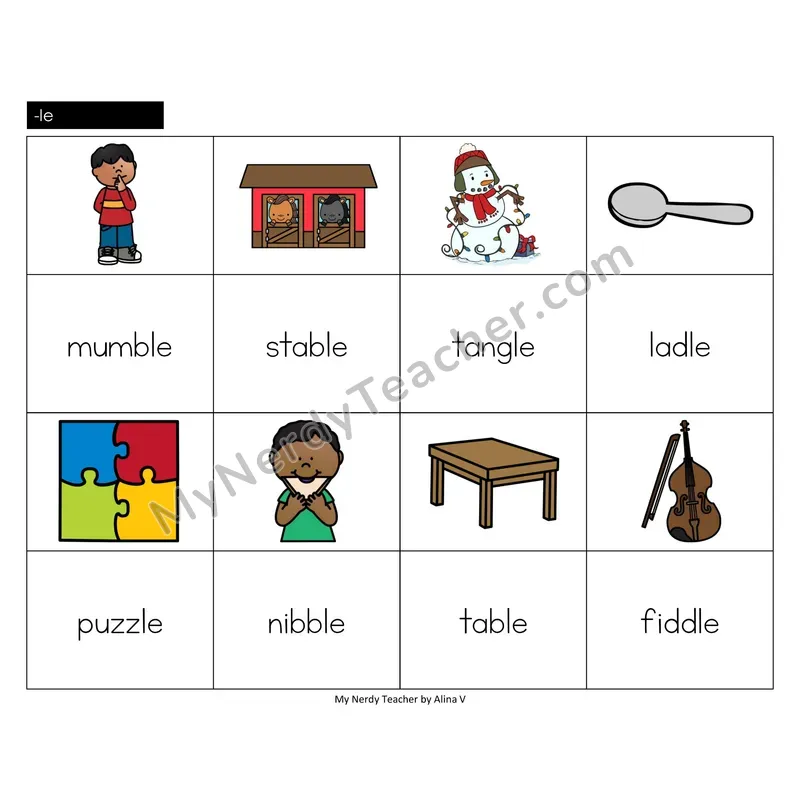 Consonant -le Memory Game