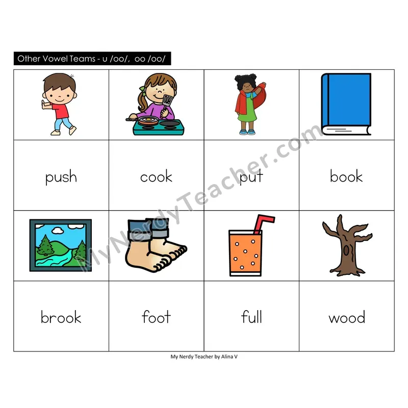 Other Vowel Teams u, oo Memory Game