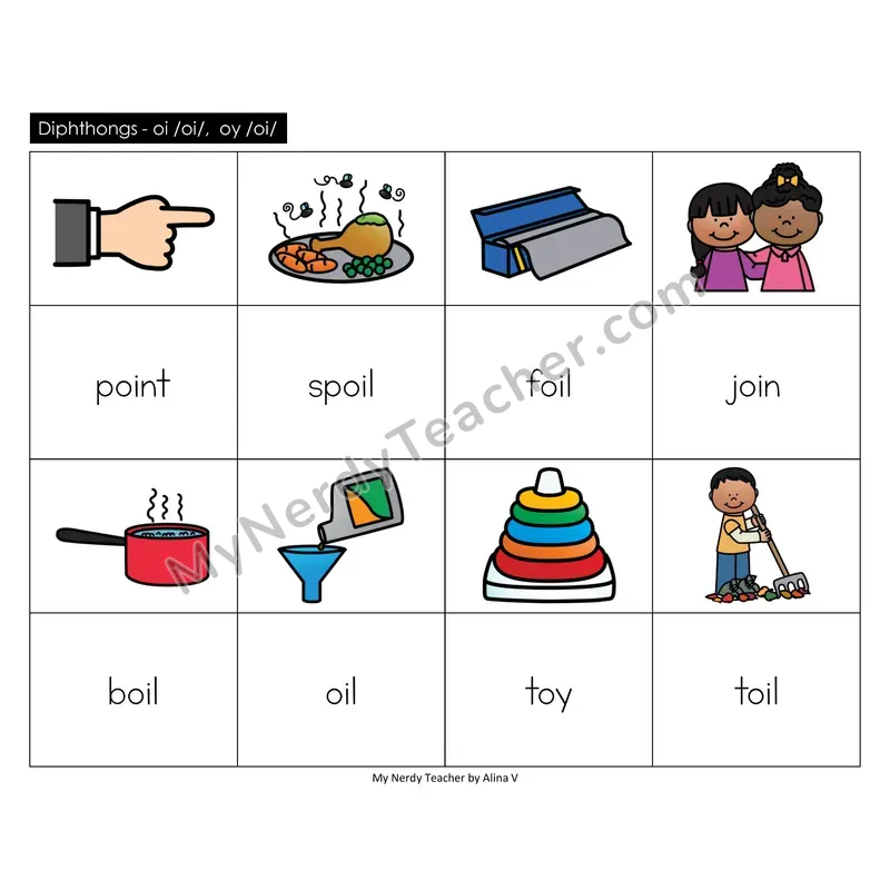 Diphthongs oi, oy Memory Game