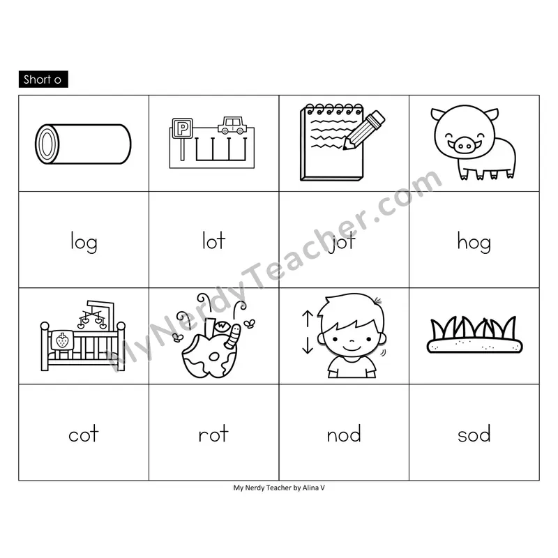 Short o Memory Game (Black & White)