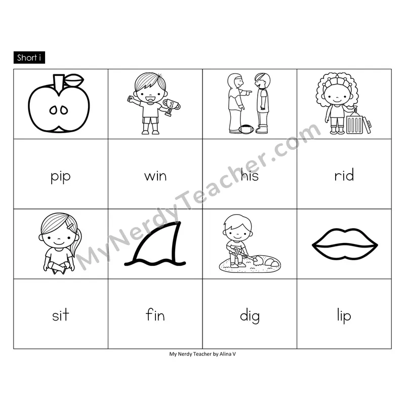 Short i Memory Game (Black & White)