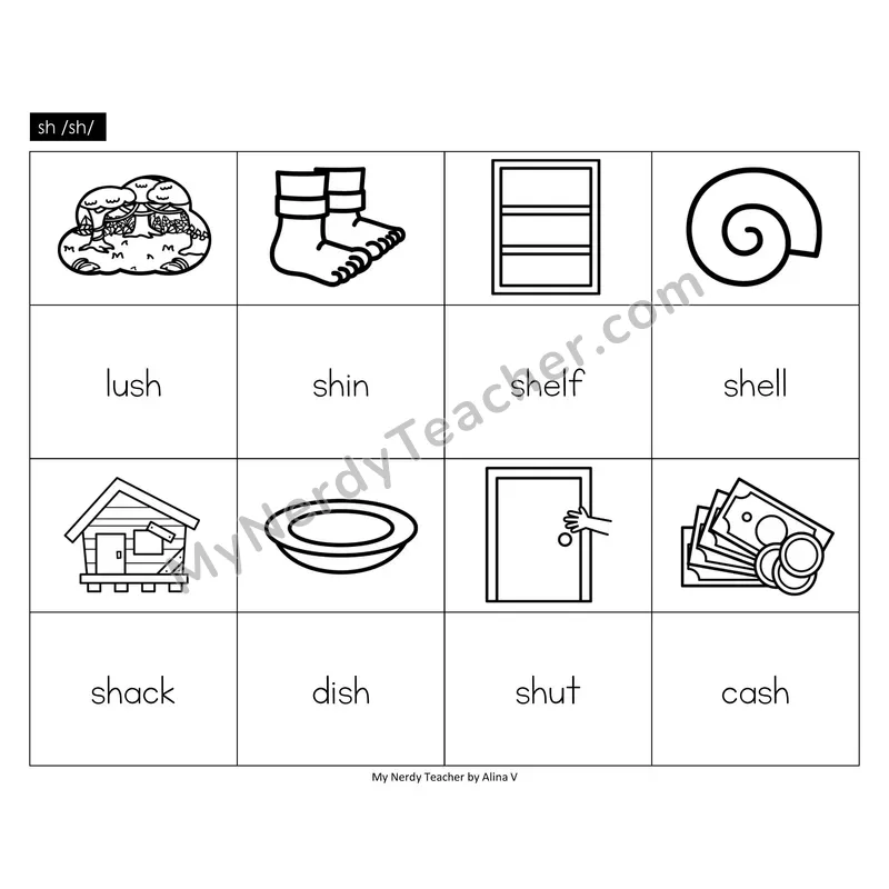 sh digraph Memory Game (Black & White)