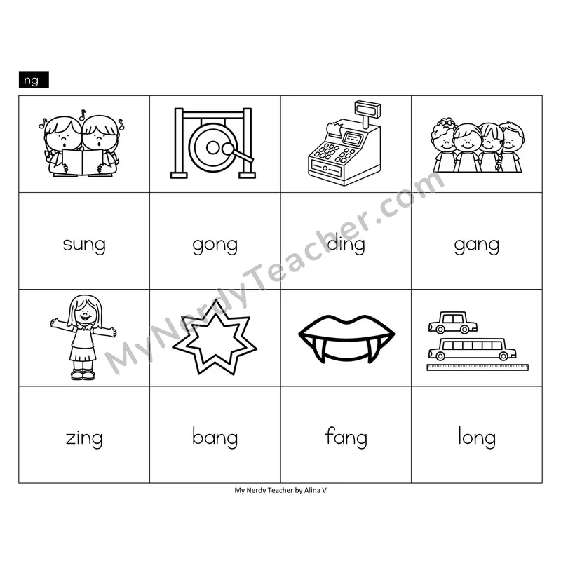 ng digraph Memory Game (Black & White)