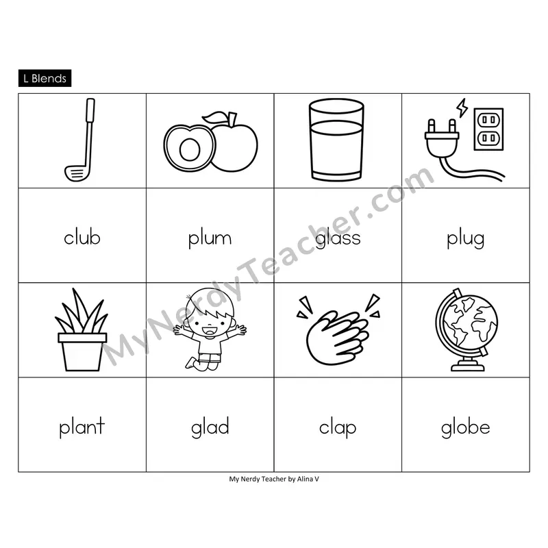 L Blends Memory Game (Black & White)