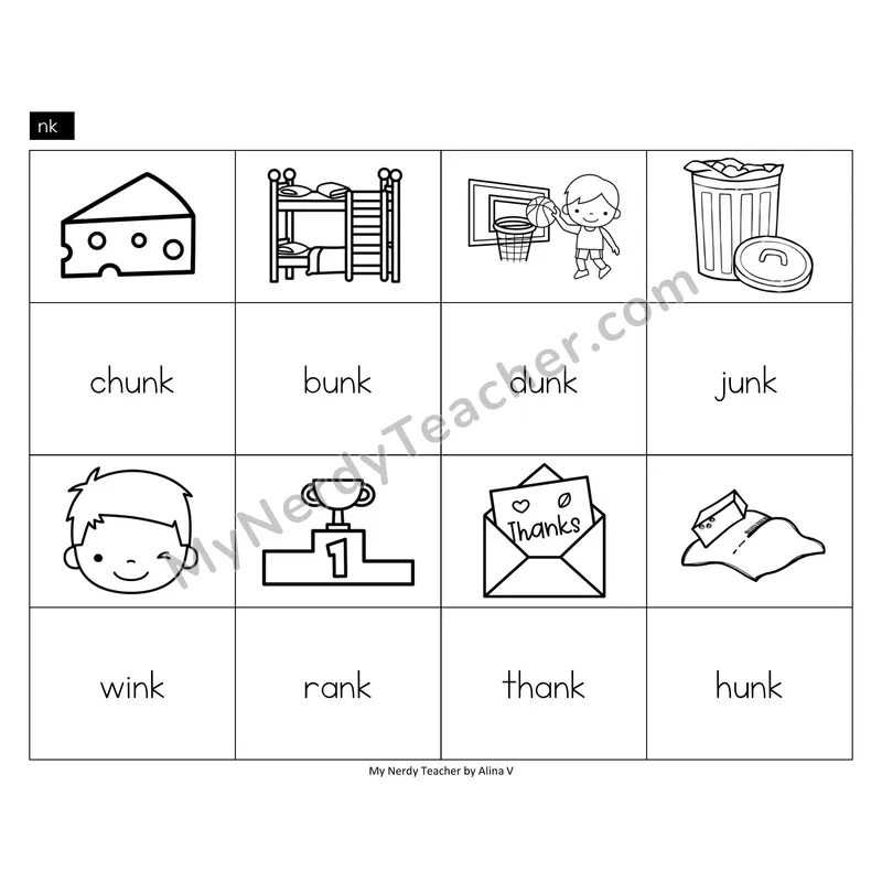 nk digraph Memory Game (Black & White)