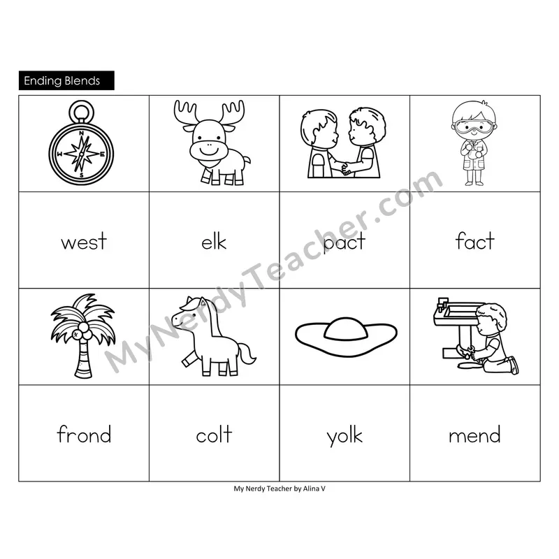 Ending Blends Memory Game (Black & White)