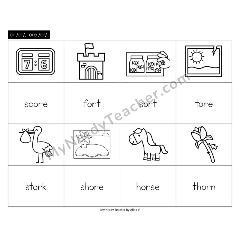 or and ore (r-controlled) Memory Game (Black & White)