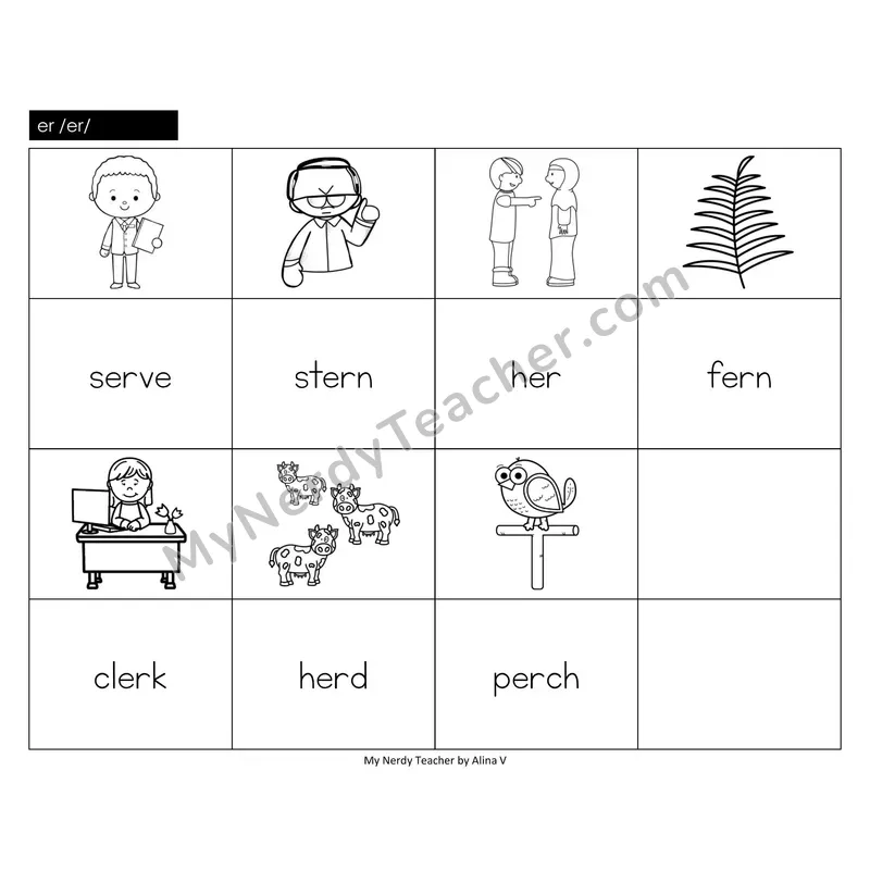 er (r-controlled) Memory Game (Black & White)