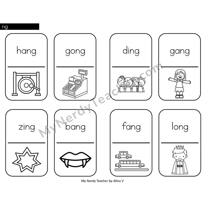 ng digraph Dominos (Black & White)