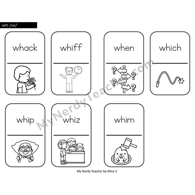 wh digraph Dominos (Black & White)