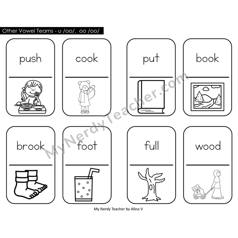 Other Vowel Teams u, oo Dominos (Black & White)
