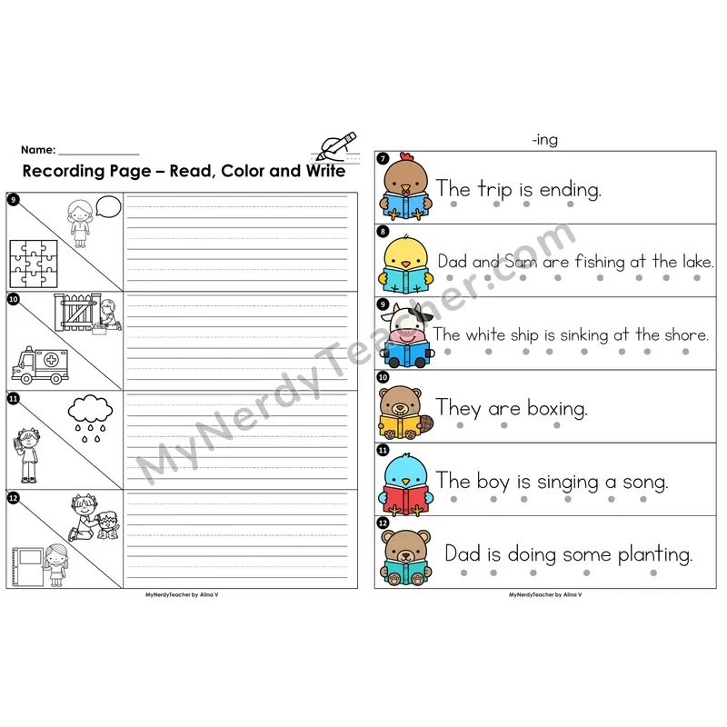 Read the Room Sentences — suffix -ing