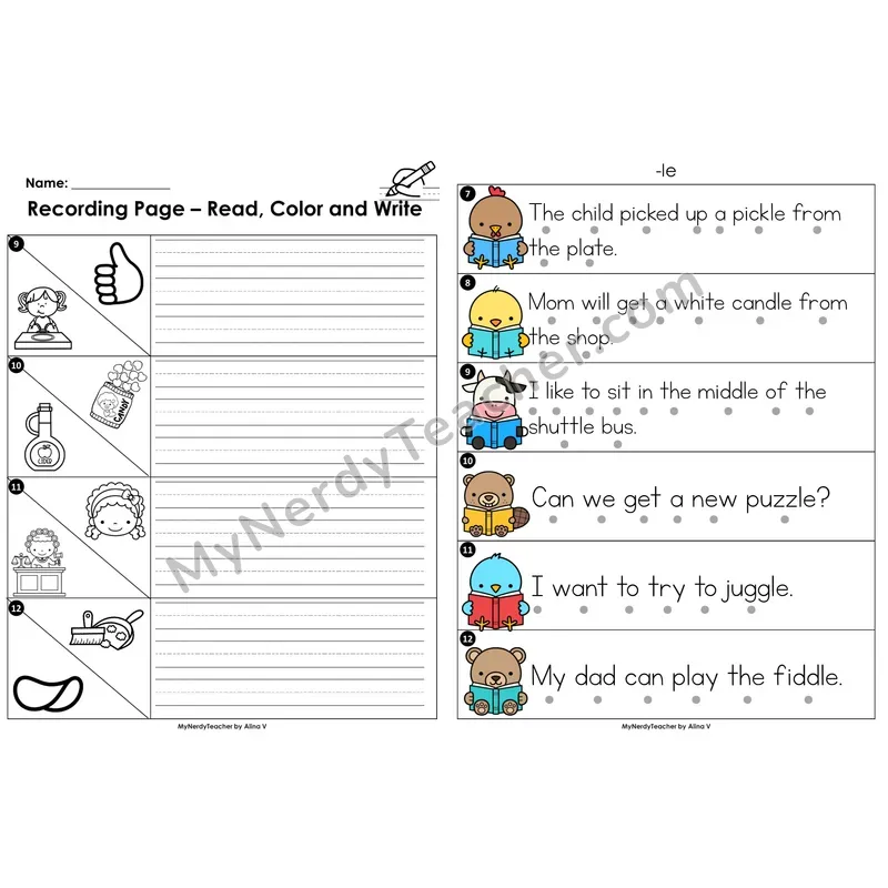 Read the Room Sentences — consonant -le syllable