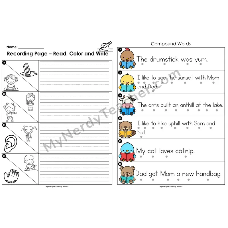 Read the Room Sentences — compound words