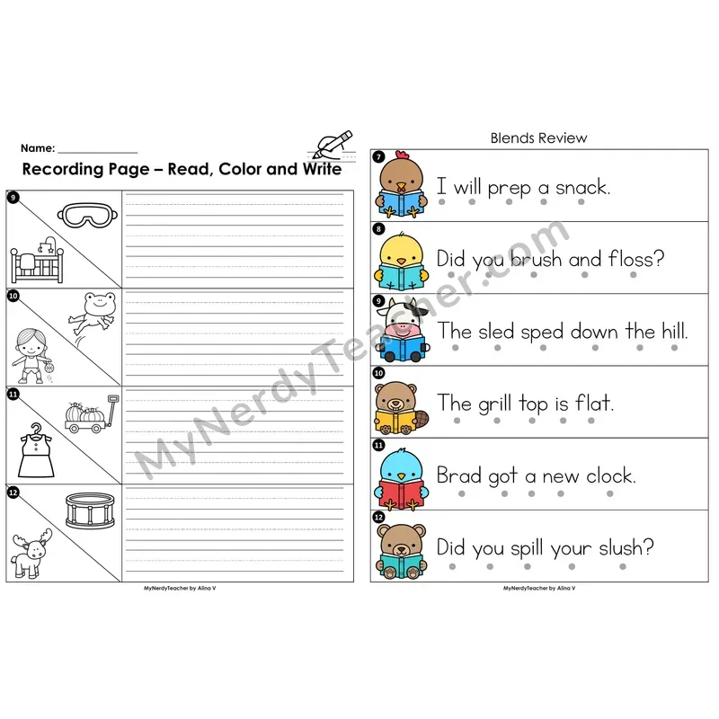 Read the Room Sentences — consonant blends review