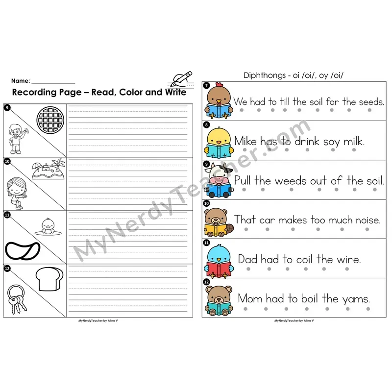 Read the Room Sentences — diphthongs oi/oy