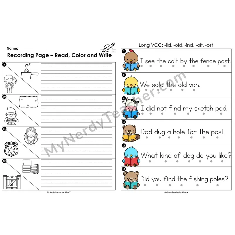 Read the Room Sentences — long VCC patterns (-ild, -old, -ind, -olt, -ost)
