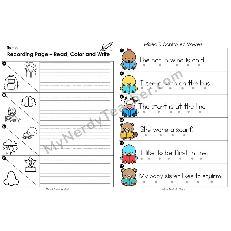 Read the Room Sentences — mixed r-controlled vowels review