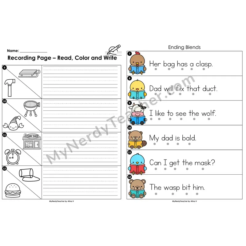Read the Room Sentences — ending blends