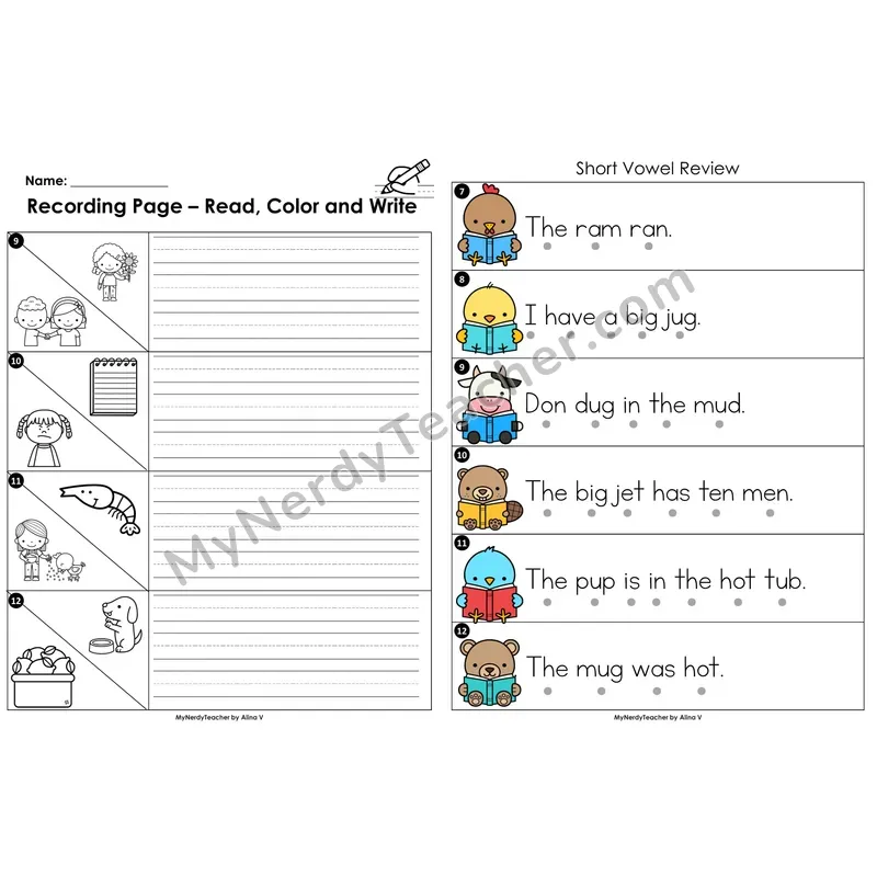 Read the Room Sentences — short vowel review