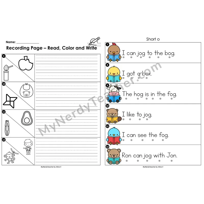 Read the Room Sentences — short o CVC words