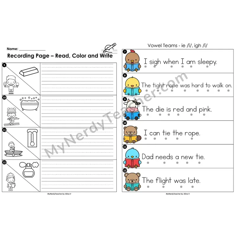 Read the Room Sentences — vowel teams ie/igh (long i)