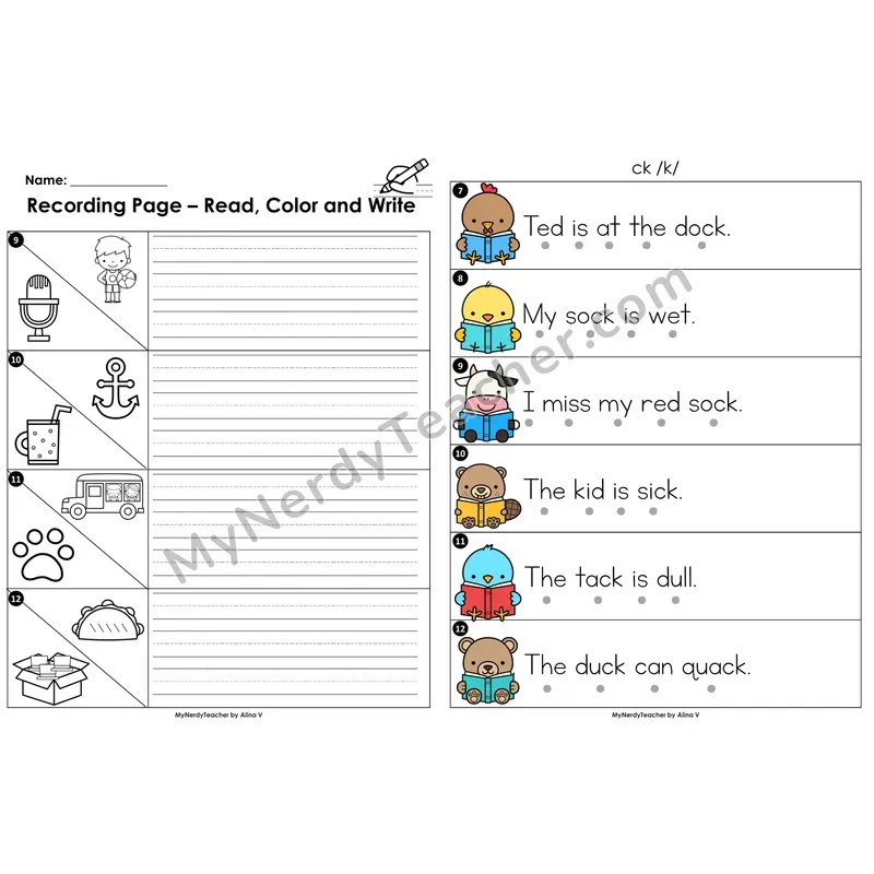 Read the Room Sentences — ck ending