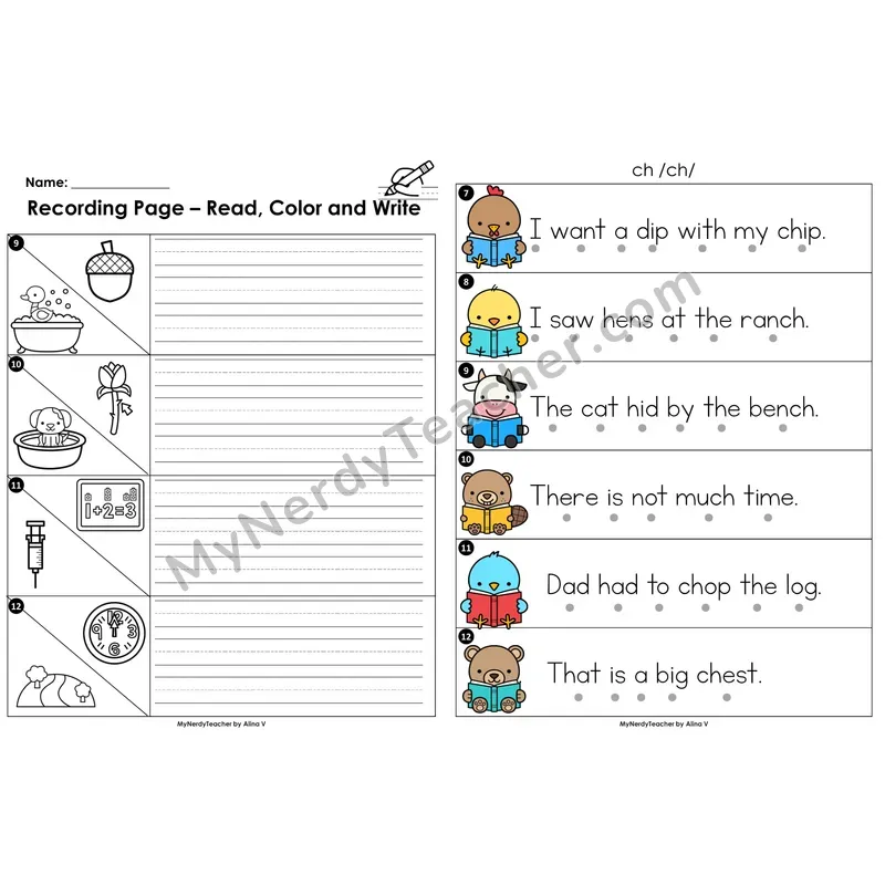 Read the Room Sentences — digraph ch