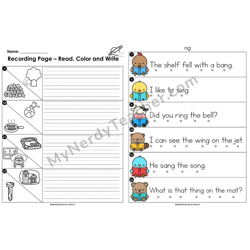 Read the Room Sentences — digraph ng