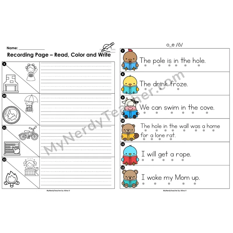 Read the Room Sentences — o_e (long o) CVCe