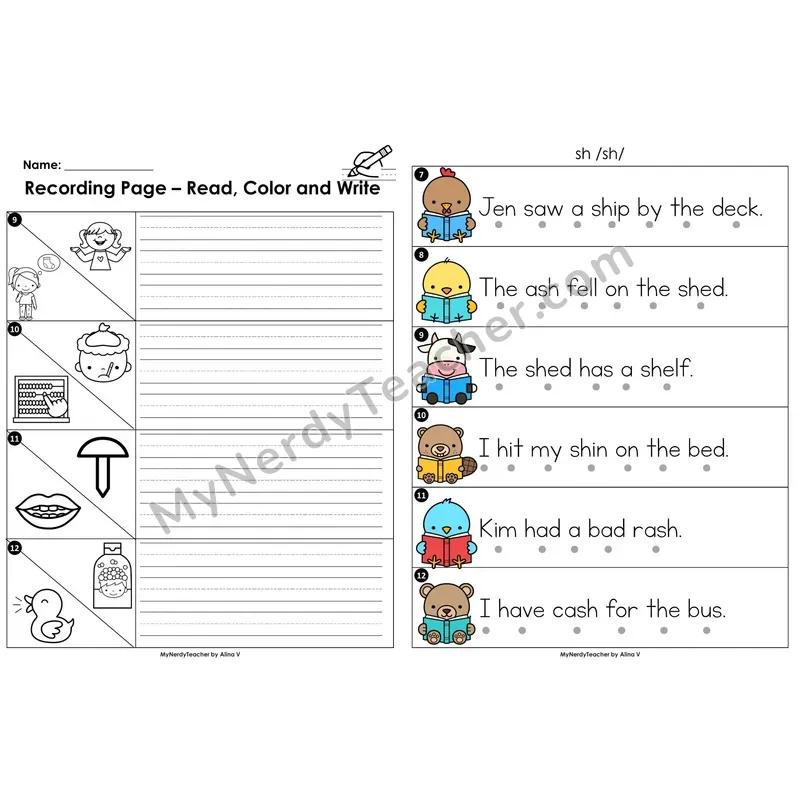Read the Room Sentences — digraph sh