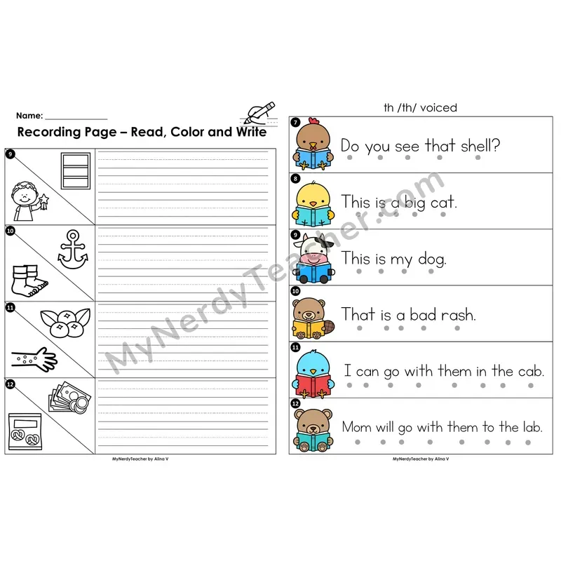 Read the Room Sentences — voiced th digraph