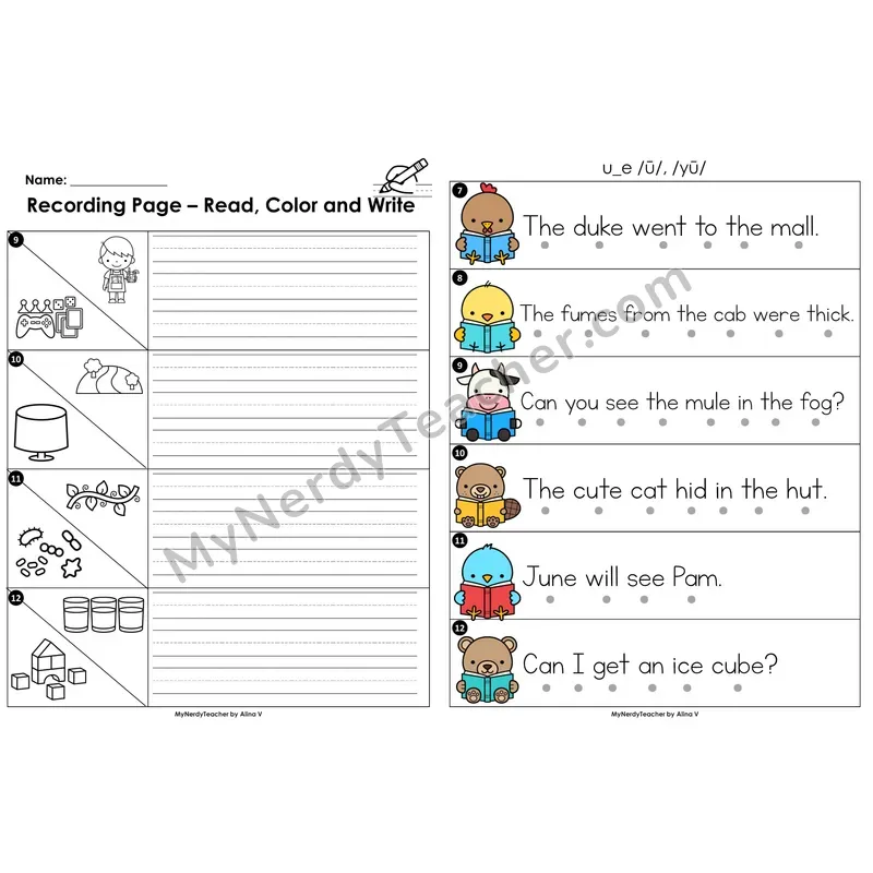 Read the Room Sentences — u_e (long u) CVCe