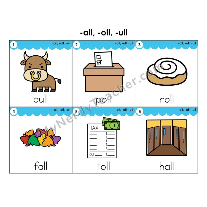 Write the Room Words — -all, -oll, -ull word families