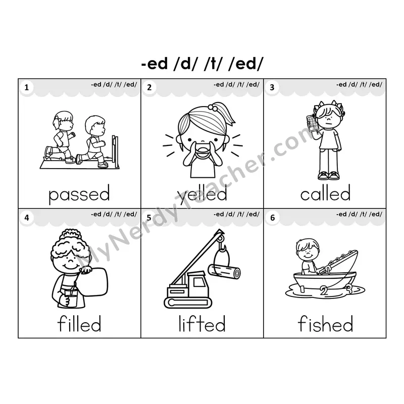 Write the Room Words — suffix -ed (Black and White)