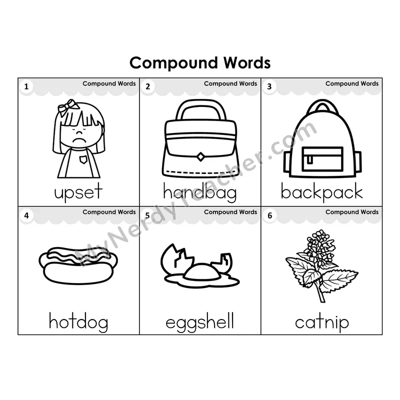 Write the Room Words — compound words (Black and White)