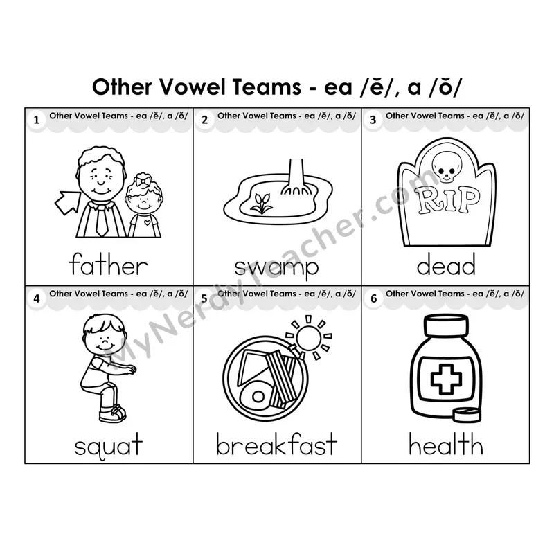 Write the Room Words — other vowel team ea (short a sound) BW