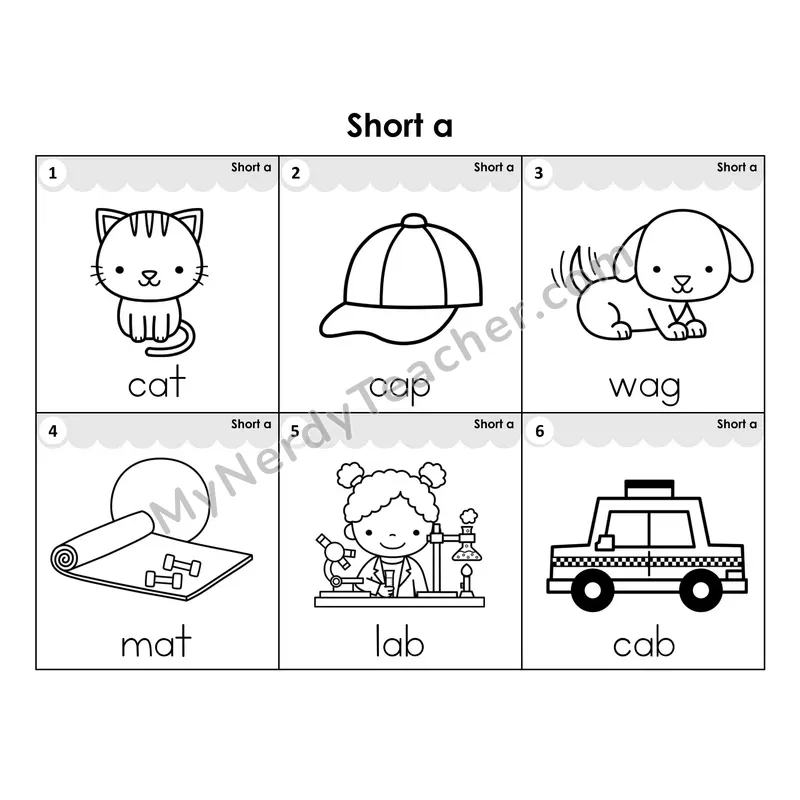 Write the Room Words — short a CVC words (Black and White)