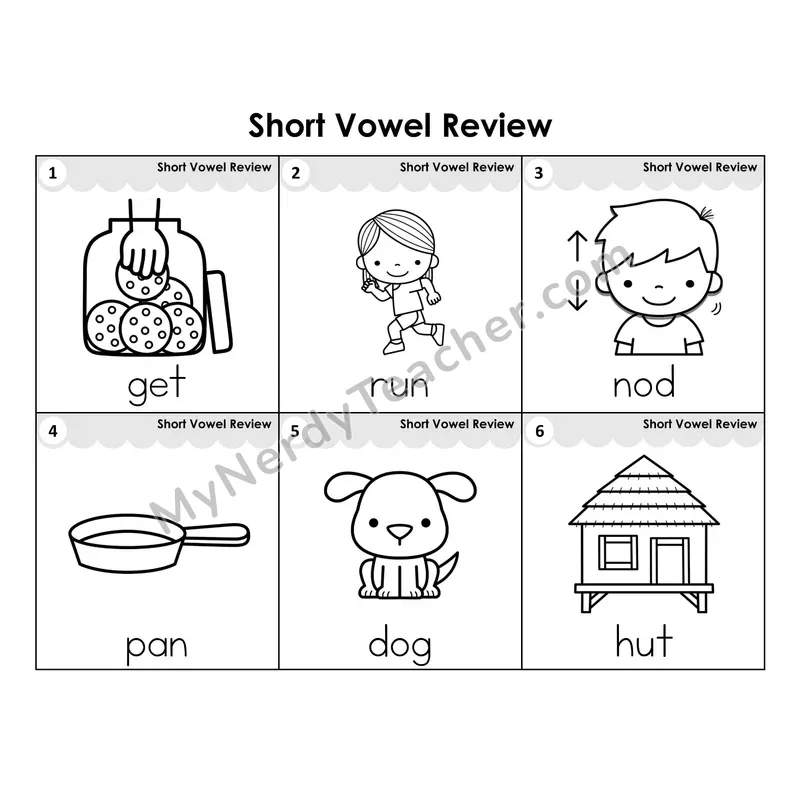 Write the Room Words — short vowel review (Black and White)