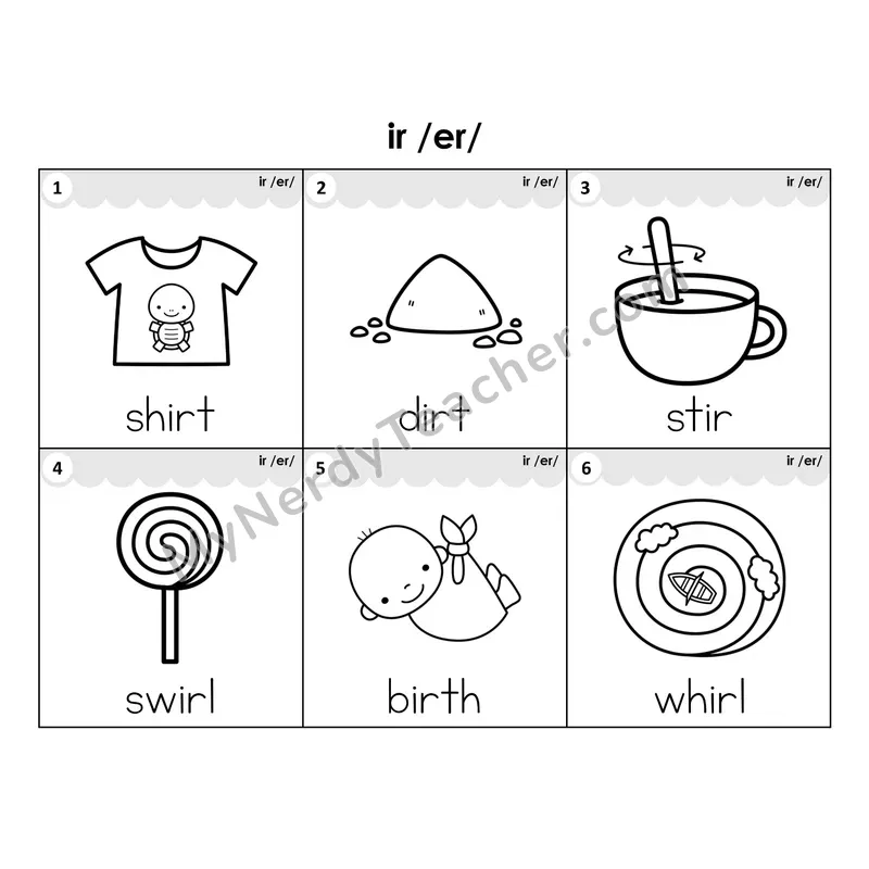 Write the Room Words — r-controlled vowel ir (Black and White)